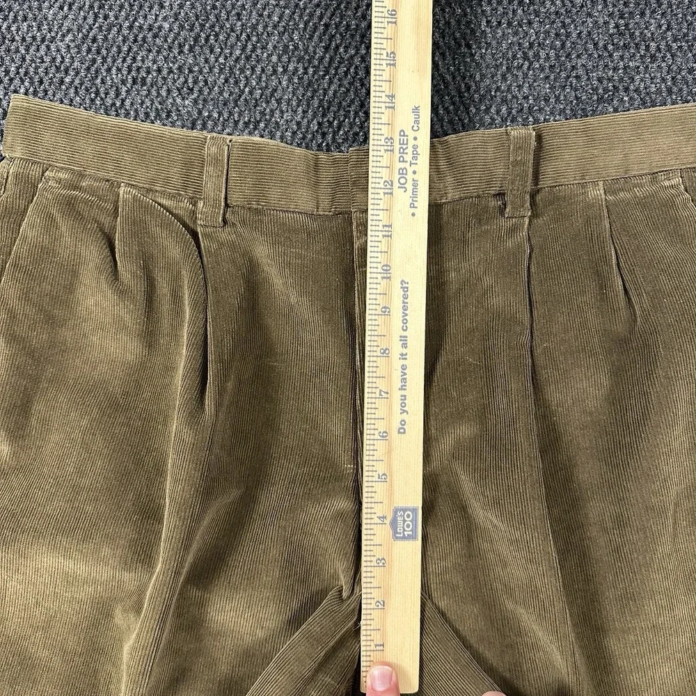 Y2K Dockers Corduroy Pants Mens 36x29 Brown Relaxed Fit Pleated Wide Wale Cuffed